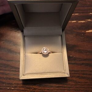 14k Rose Gold Morganite Diamond Halo Ring